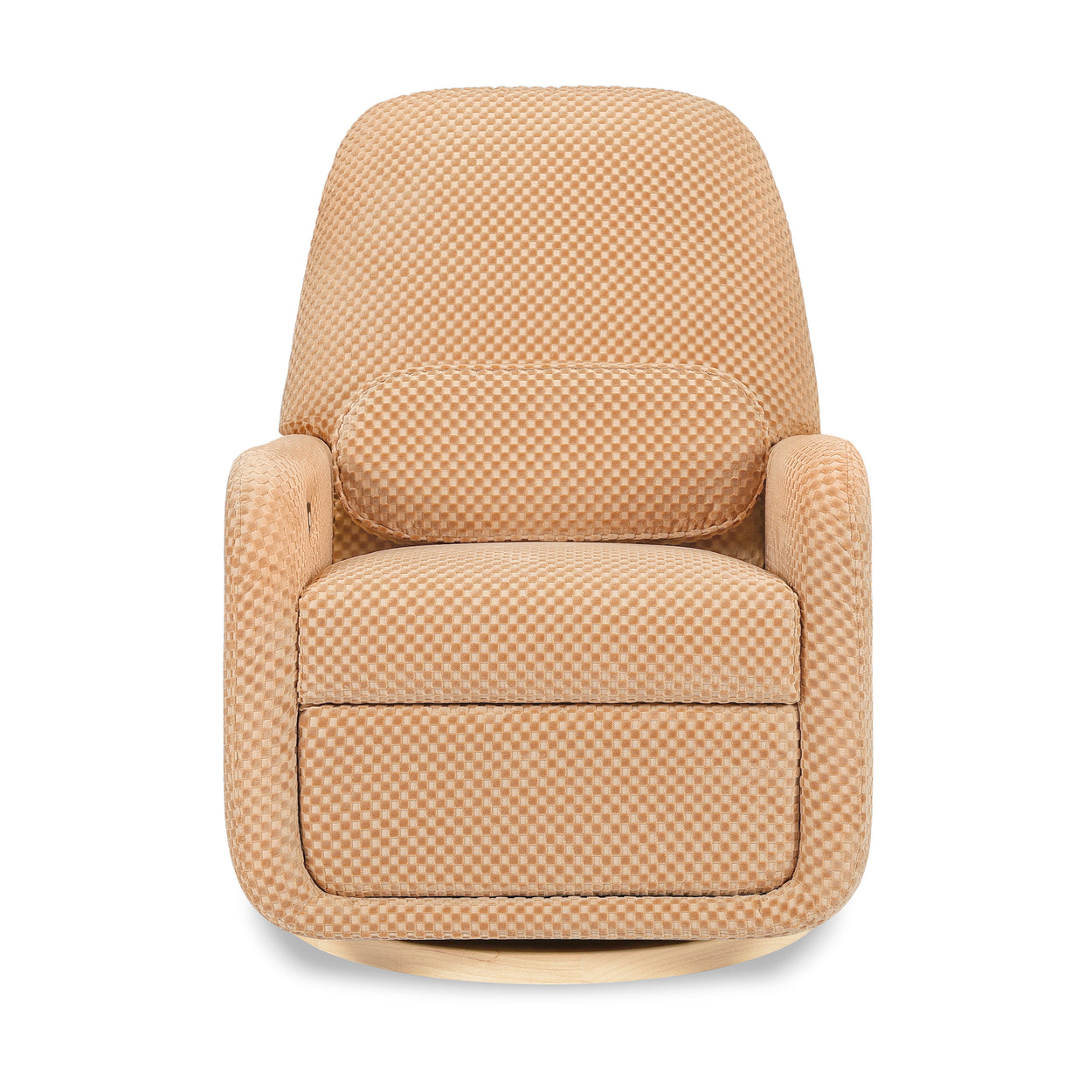 M23688CVCL,Arc Glider Recliner w/ Electronic Control and USB in Canyon Velvet Checker w/ Light Wood Base